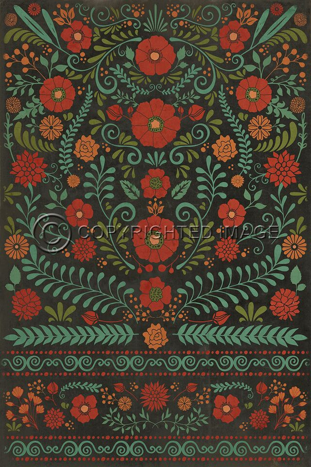 Pattern 36 A Garden to walk In vinyl floor cloth