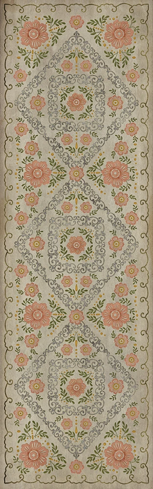 Pattern 69 A Little Decorum - vinyl floor cloth sizes 24x77, 30x96, 26x83, 36x115