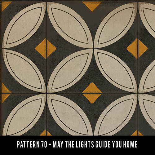 Pattern 70 May the Lights Guide You Home - vinyl floor cloth sample swatch