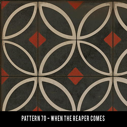 Pattern 70 When the Reaper Comes - vinyl floor cloth sample swatch