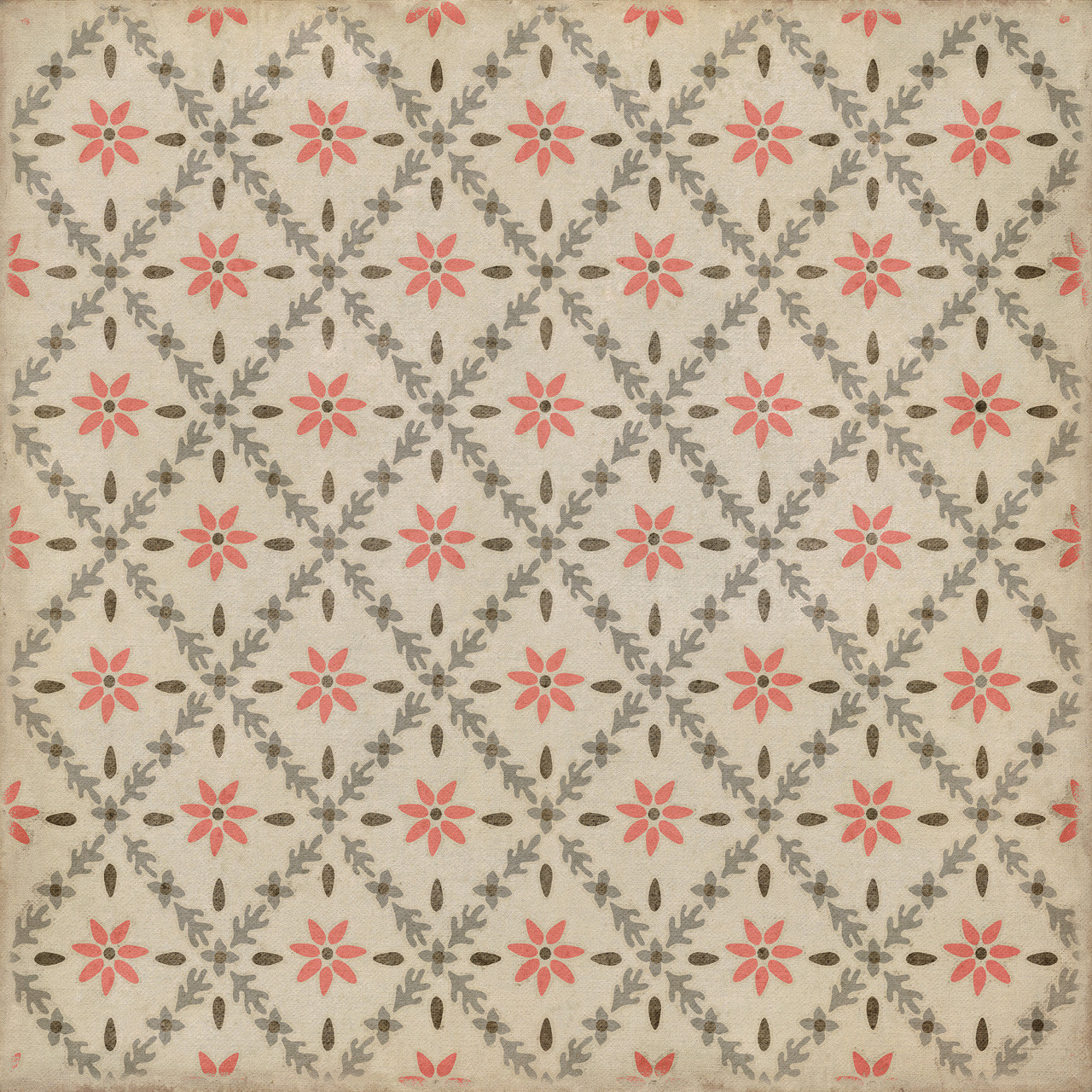 Williamsburg Naturalist Skipwith - vinyl floor cloth sizes 60x60, 72x72