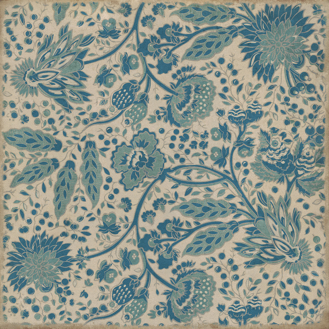 Williamsburg Garden Gate A Slash of Blue - vinyl floor cloth image for all square sizes