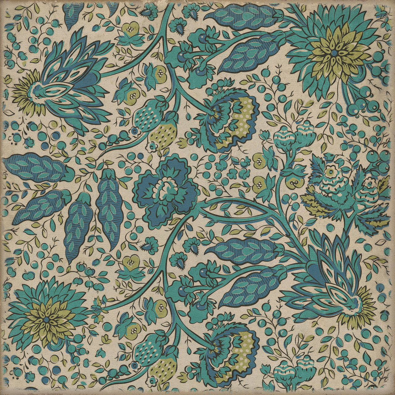 Williamsburg Garden Gate Beneath a Mountains Brow - vinyl floor cloth image for all square sizes