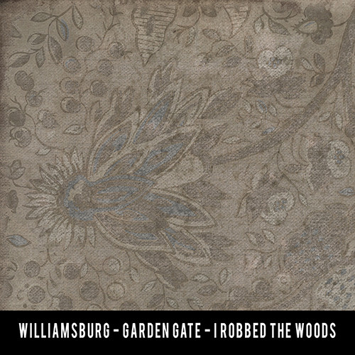 Williamsburg Garden Gate I Robbed the Woods - vinyl floor cloth swatch sample