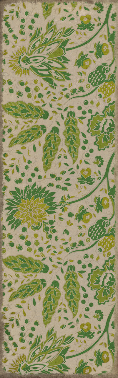 Williamsburg Garden Gate Spring in Town - vinyl floor cloth size 36x115