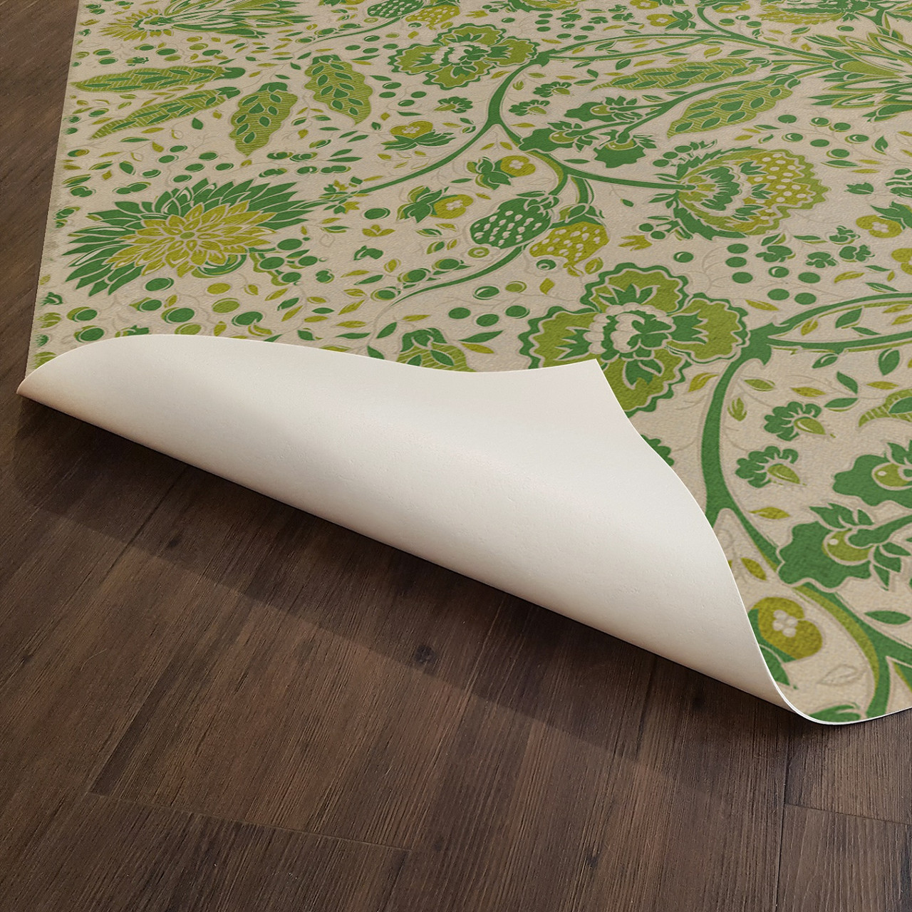 Williamsburg Garden Gate Spring in Town - vinyl floor cloth underside 