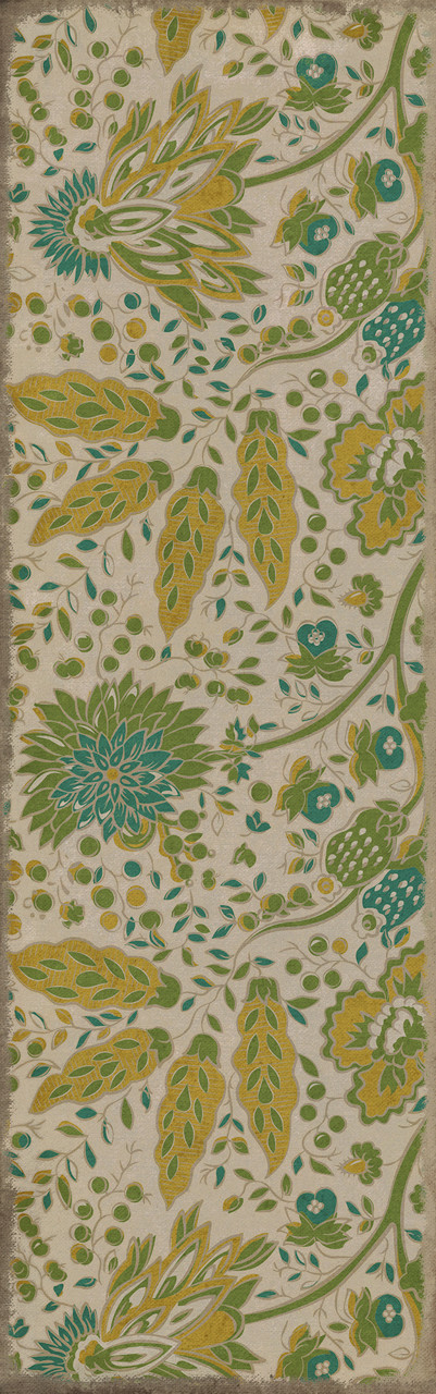 Garden Gate Summer Wind - vinyl floor cloth size 36x115