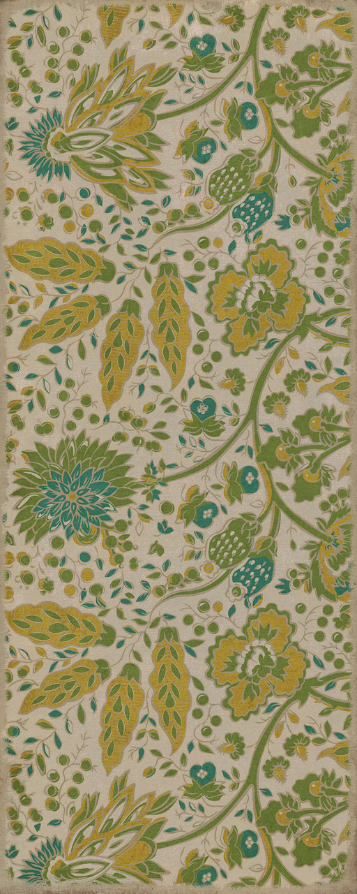 Garden Gate Summer Wind - vinyl floor cloth size 36x90