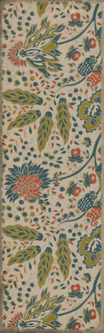 Garden Gate What the Bird Said - vinyl floor cloth size 36x115