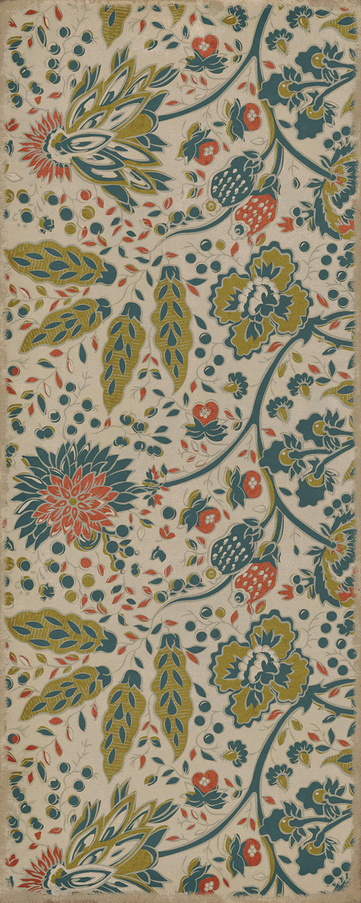 Garden Gate What the Bird Said - vinyl floor cloth size 36x90