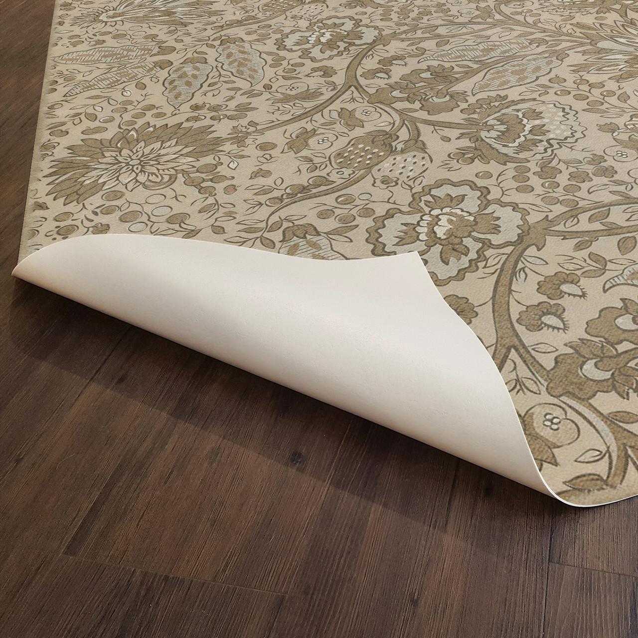 Garden Gate Woods in Winter - vinyl floor cloth underside 