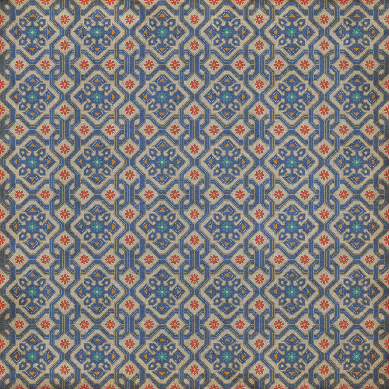 Williamsburg Tarpley Rumbold - vinyl floor cloth sizes 60x60, 72x72