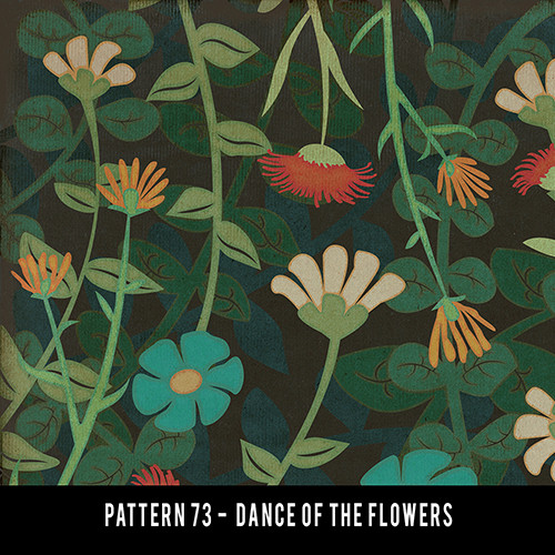 Pattern 73 Dance of the Flowers - vinyl floor cloth sample swatch
