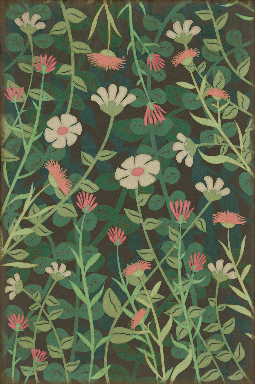 Pattern 73 Little Ida's Flowers - vinyl floor cloth, image for all rectangle sizes 