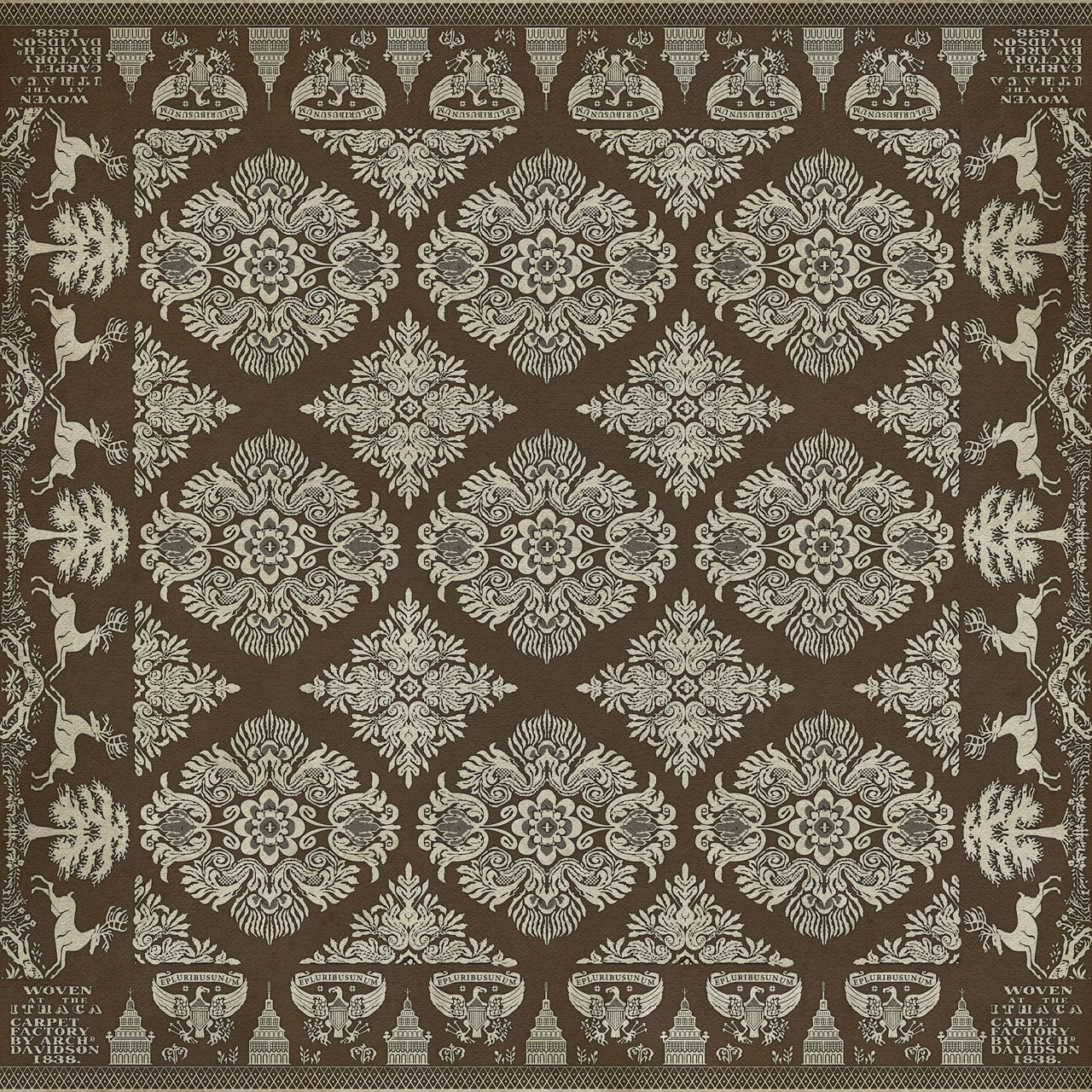 Williamsburg Archibald A Poison Tree - vinyl floor cloth sizes 36x36, 48x48