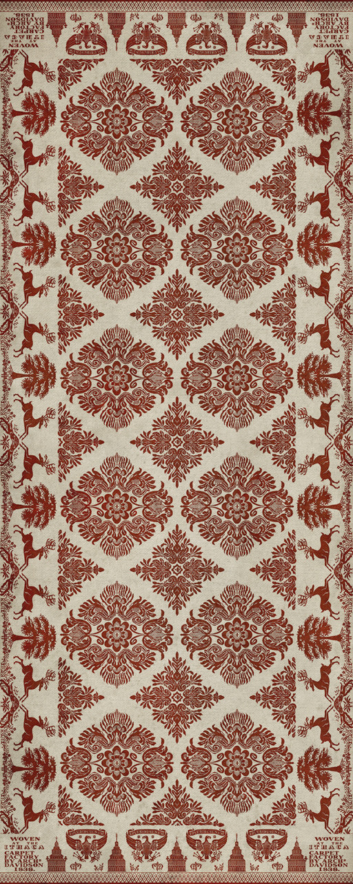 Williamsburg Archibald Loves Secret - vinyl floor cloth size 36x90