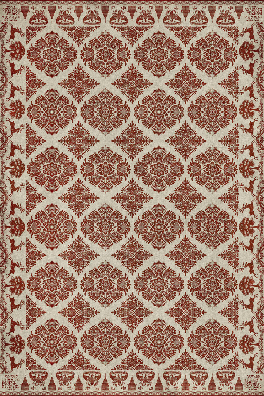 Williamsburg Archibald Loves Secret - vinyl floor cloth sizes 20x30, 24x36, 38x56, 52x76, 70x102