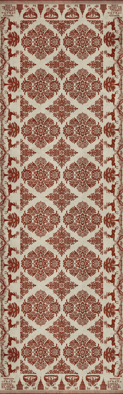Williamsburg Archibald Loves Secret - vinyl floor cloth size 36x115