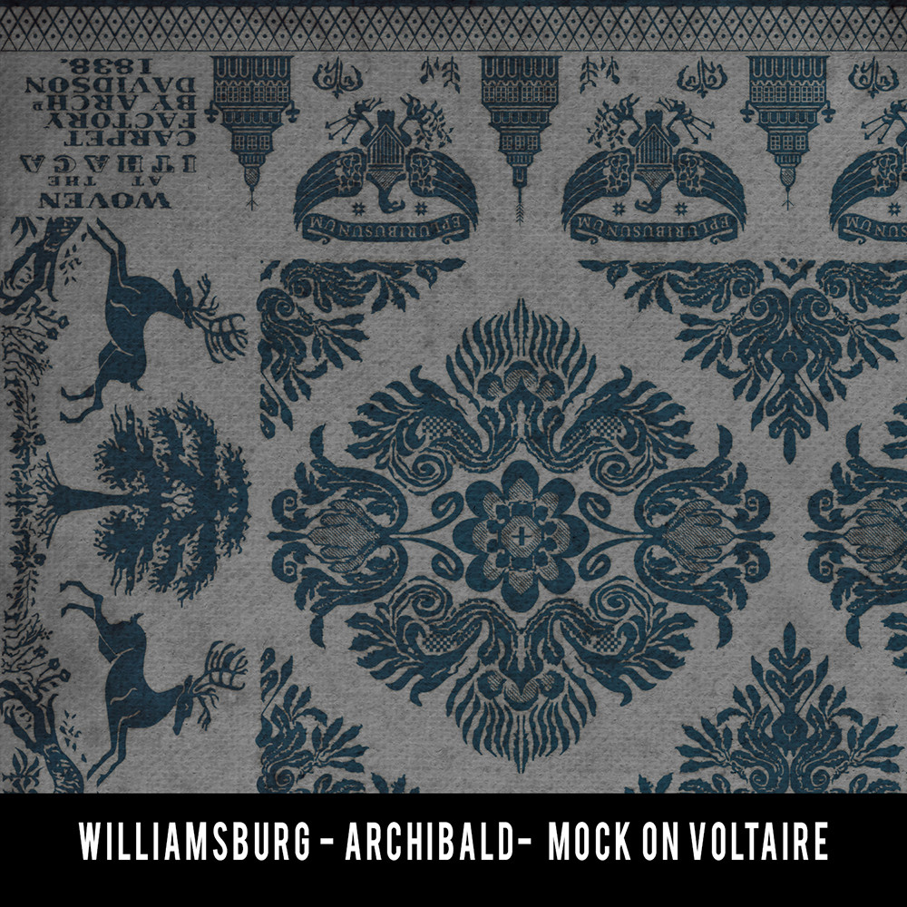 Williamsburg Archibald Mock on Voltaire - vinyl floor cloth size sample swatch