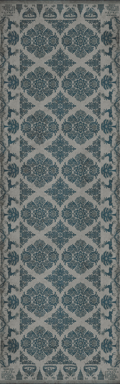 Williamsburg Archibald Mock on Voltaire - vinyl floor cloth size 36x115