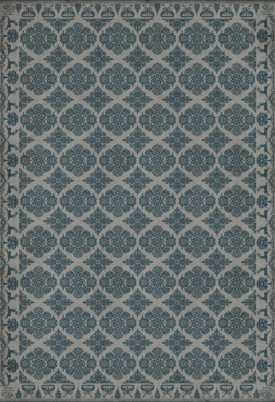 Williamsburg Archibald Mock on Voltaire - vinyl floor cloth sizes 96x140, 120x175
