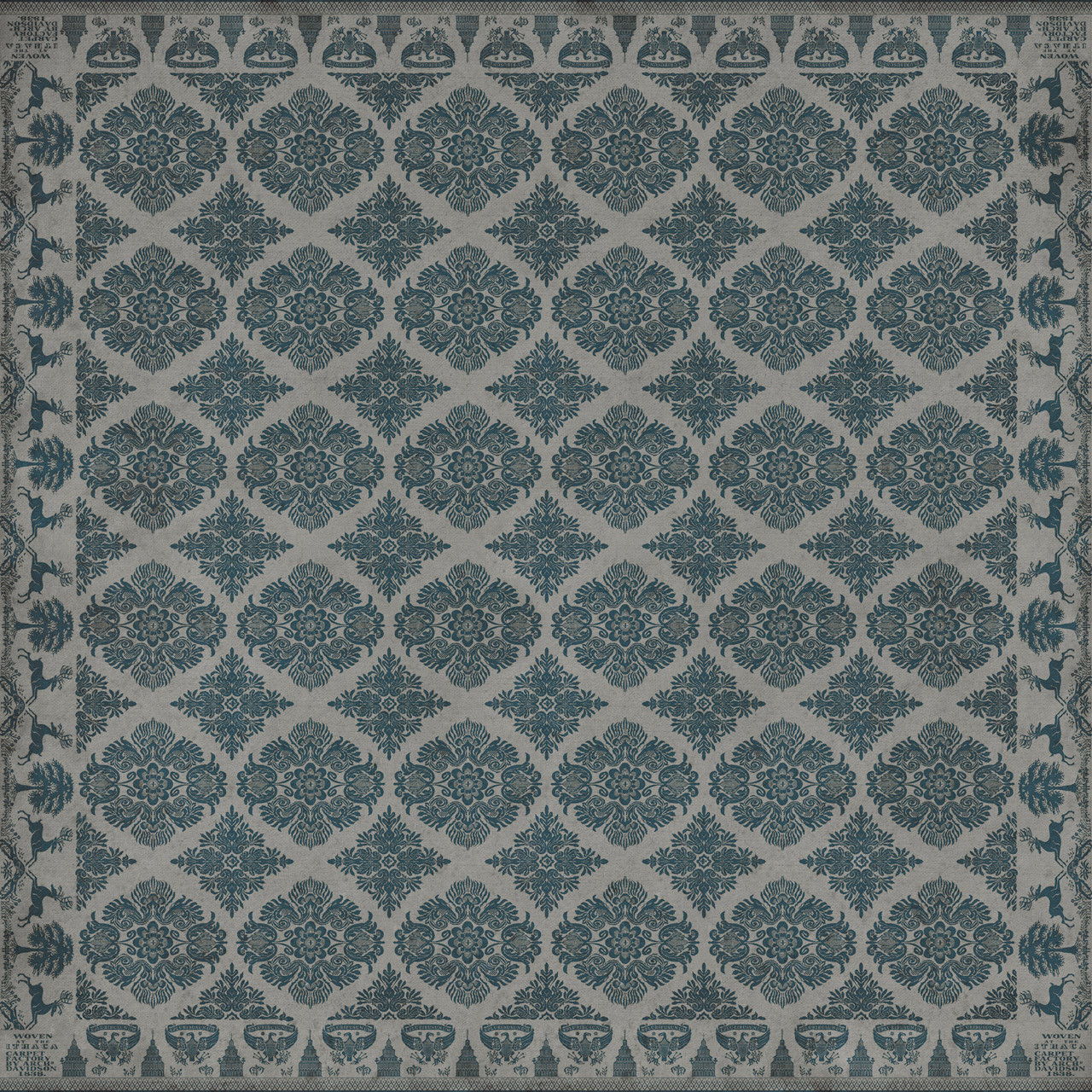 Williamsburg Archibald Mock on Voltaire - vinyl floor cloth sizes 96x96, 120x120