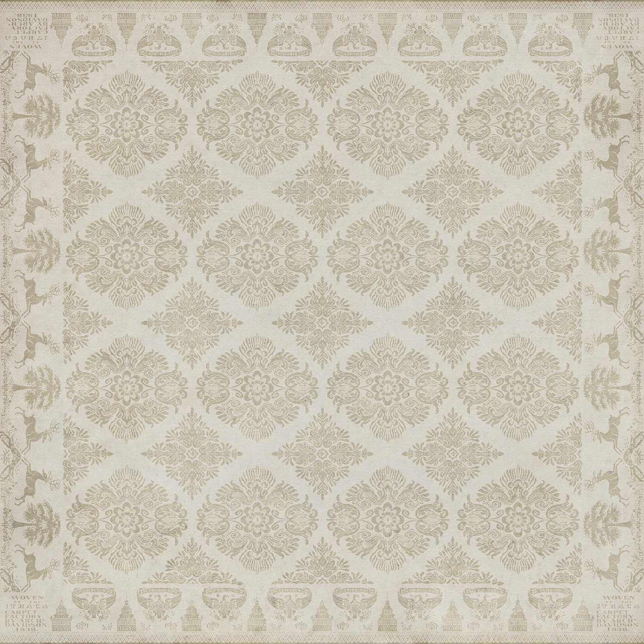 Williamsburg Archibald My Spectre Around Me - vinyl floor cloth sizes 60x60, 72x72