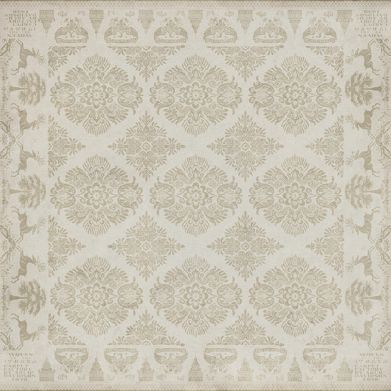 Williamsburg Archibald My Spectre Around Me - vinyl floor cloth sizes 36x36, 48x48