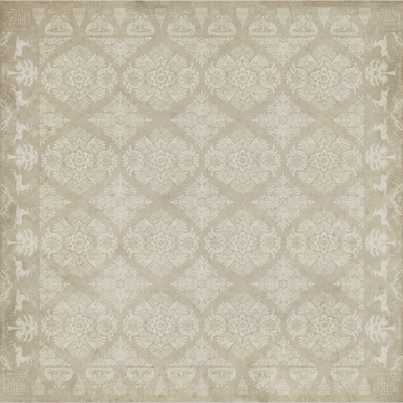 Williamsburg Archibald Several Questions Answered - vinyl floor cloth sizes 60x60, 72x72