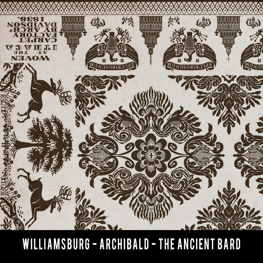 Williamsburg Archibald The Ancient Bard - vinyl floor cloth sample swatch