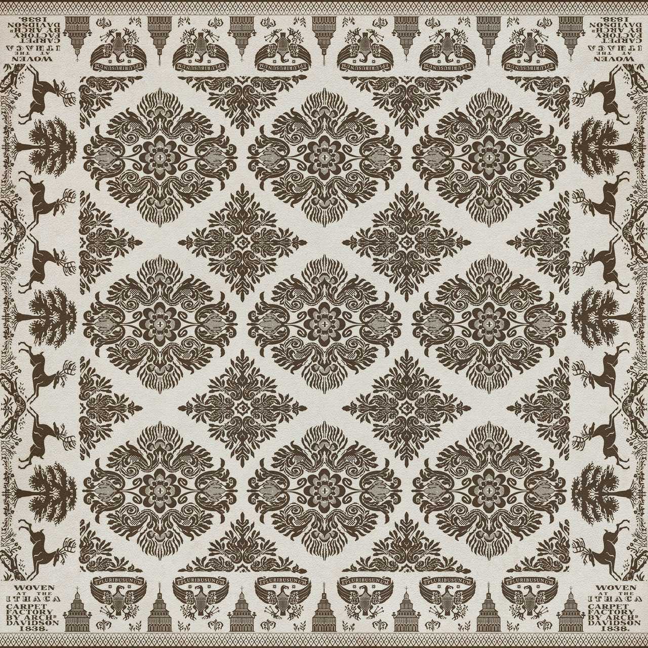 Williamsburg Archibald The Ancient Bard - vinyl floor cloth sizes 36x36, 48x48