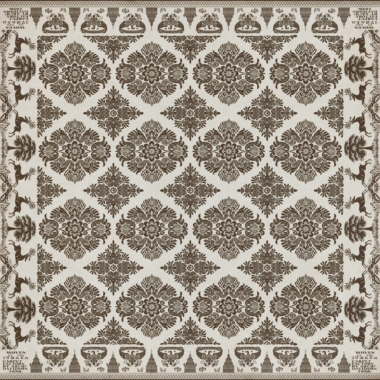 Williamsburg Archibald The Ancient Bard - vinyl floor cloth sizes 60x60, 72x72
