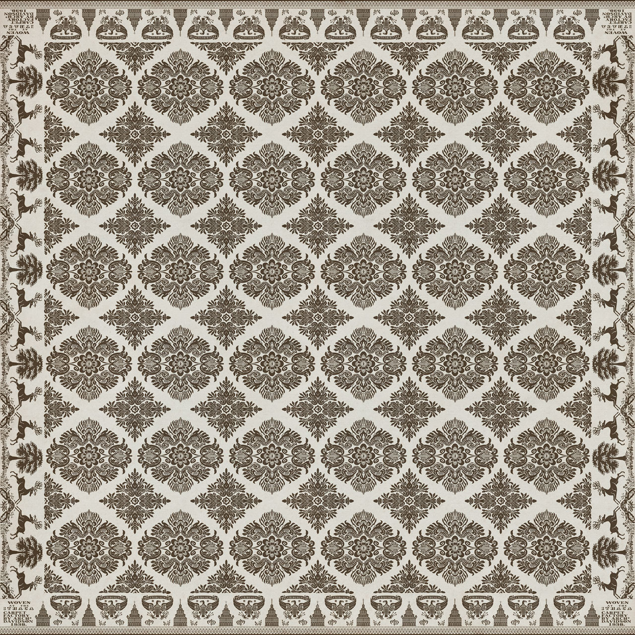 Williamsburg Archibald The Ancient Bard - vinyl floor cloth sizes 96x96, 120x120