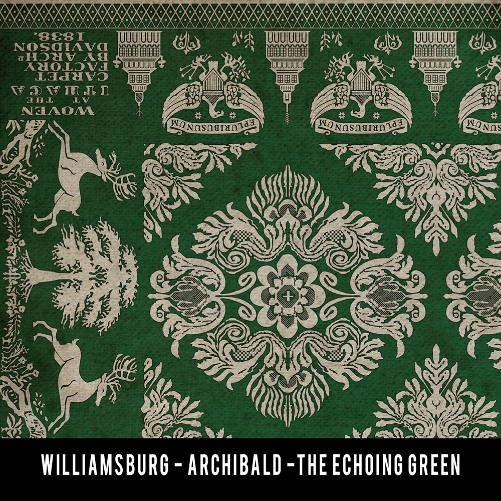 Williamsburg Archibald The Echoing Green - vinyl floor cloth sample swatch