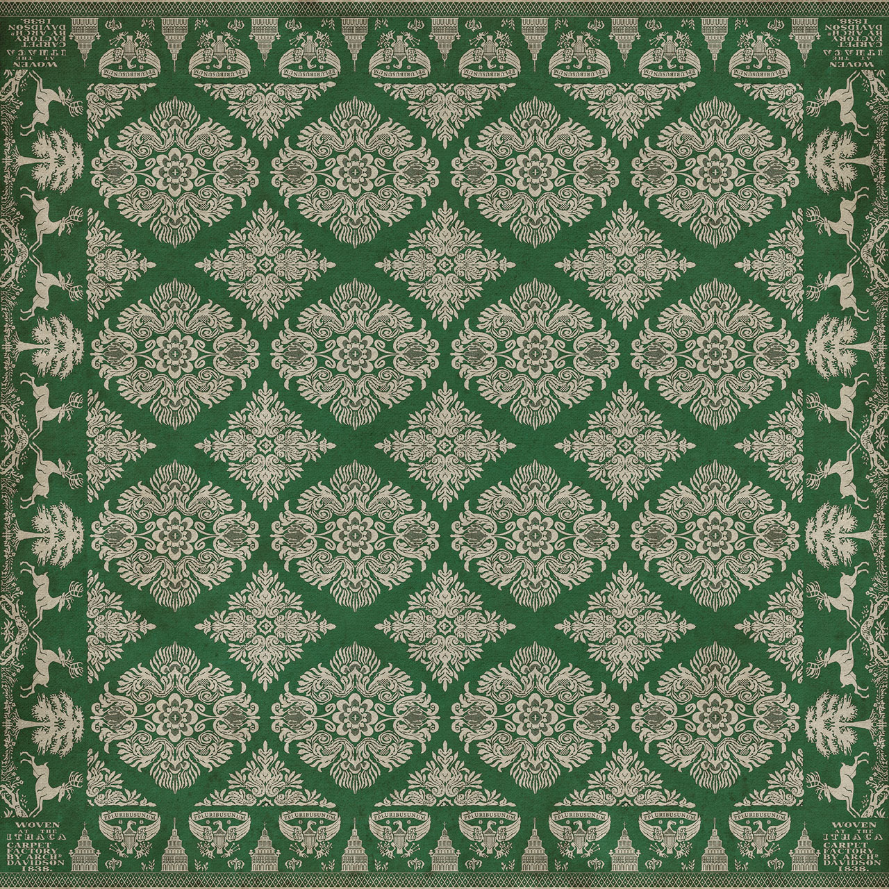 Williamsburg Archibald The Echoing Green - vinyl floor cloth sizes 60x60, 72x72