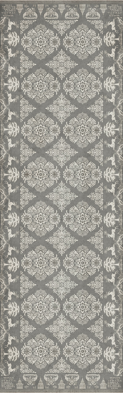 Williamsburg Archibald The Grey Monk - vinyl floor cloth sizes 24x77, 30x96, 36x115