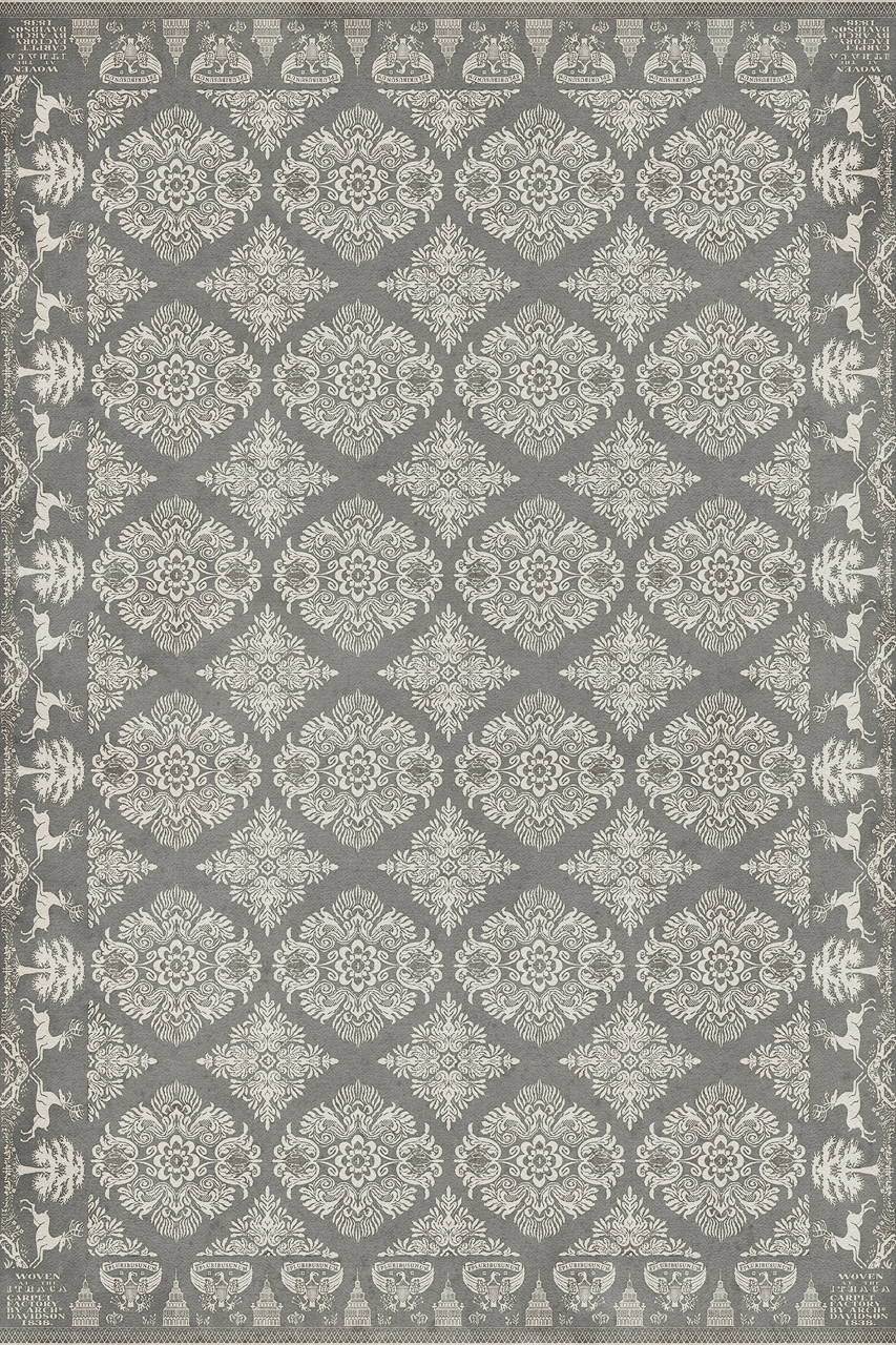 Williamsburg Archibald The Grey Monk - vinyl floor cloth sizes 20x30, 24x36, 30x44, 38x56, 52x76, 70x102
