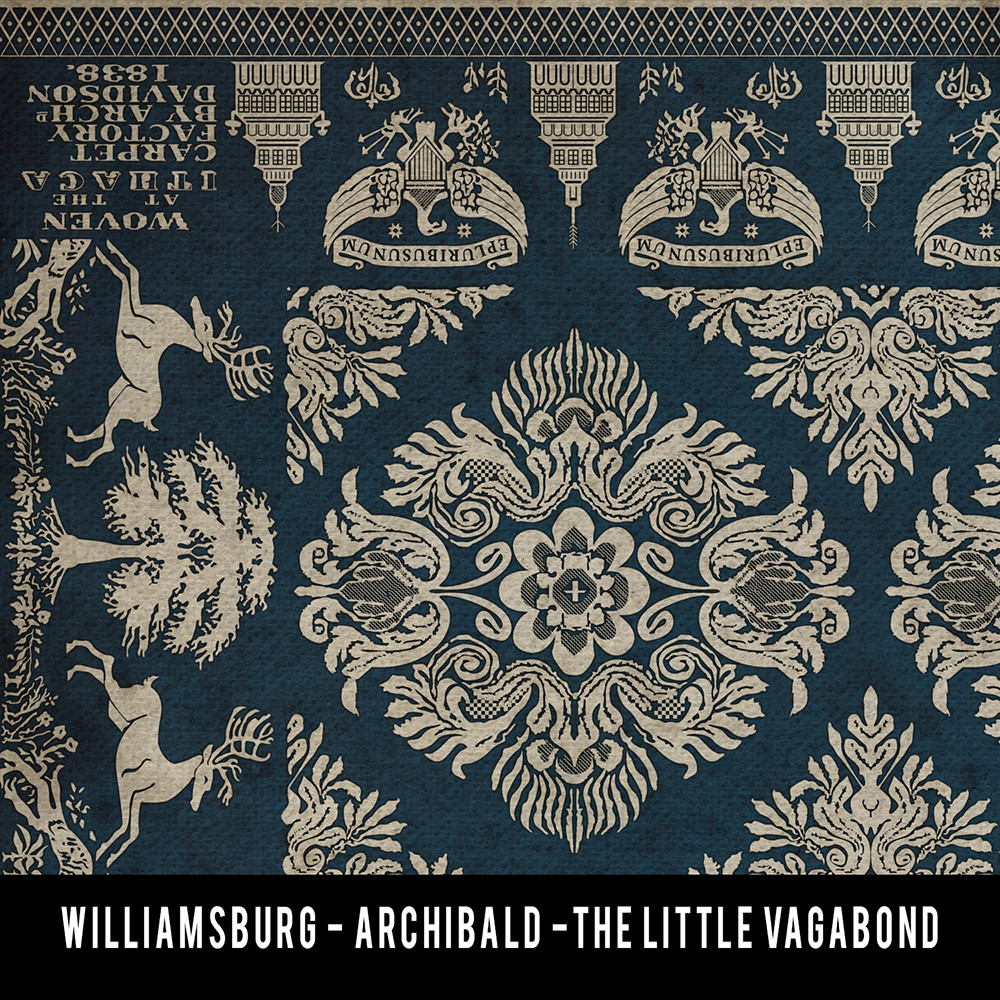 Williamsburg Archibald The Little Vagabond - vinyl floor cloth sample swatch