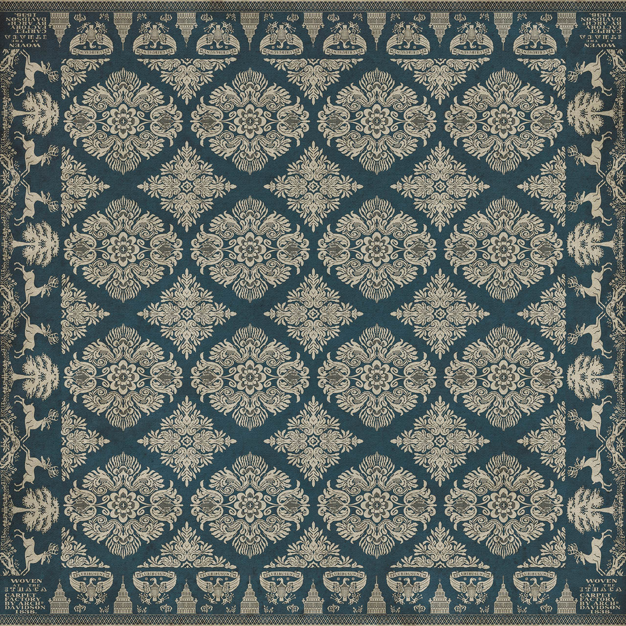 Williamsburg Archibald The Little Vagabond - vinyl floor cloth sizes 60x60, 72x72