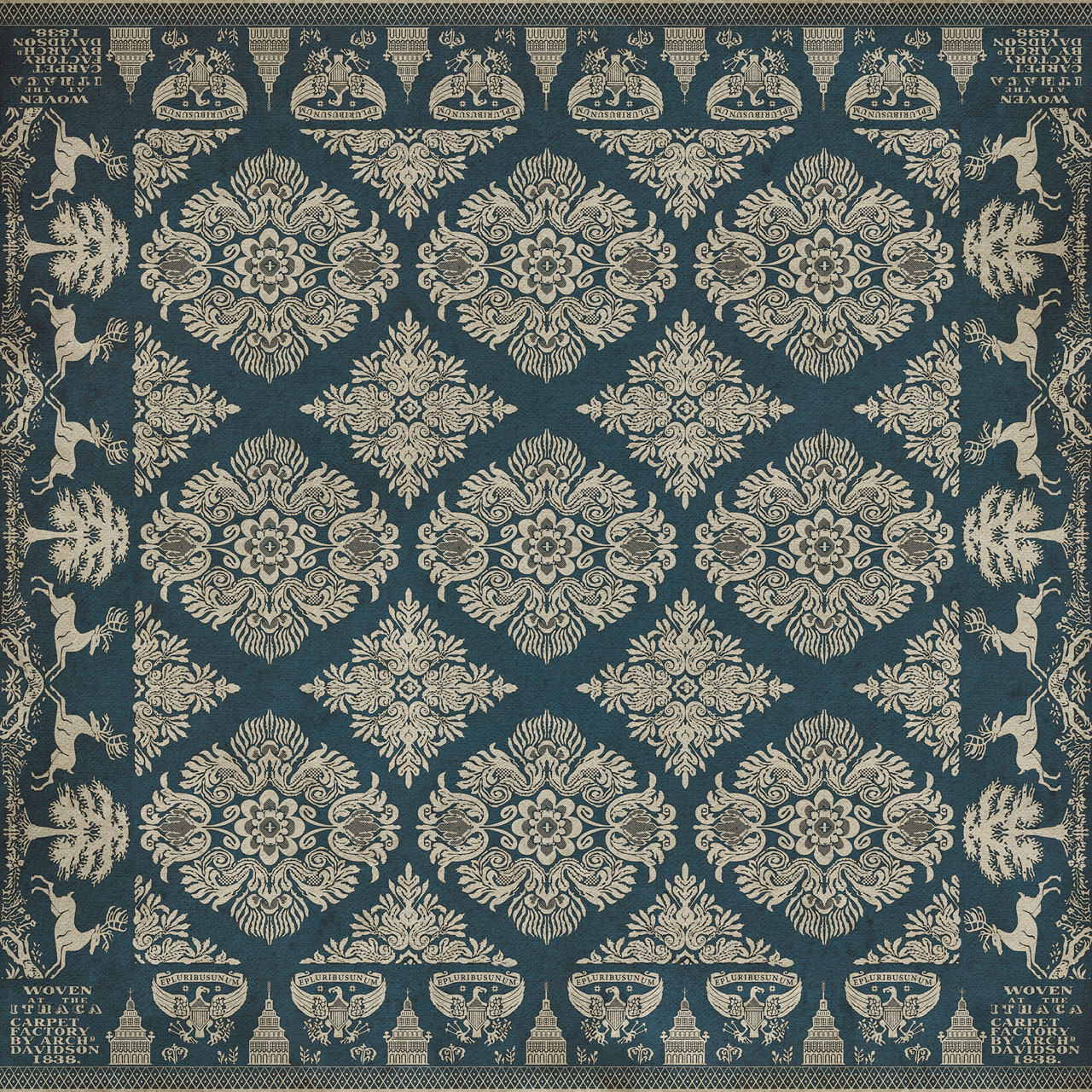 Williamsburg Archibald The Little Vagabond - vinyl floor cloth sizes 36x36, 48x48