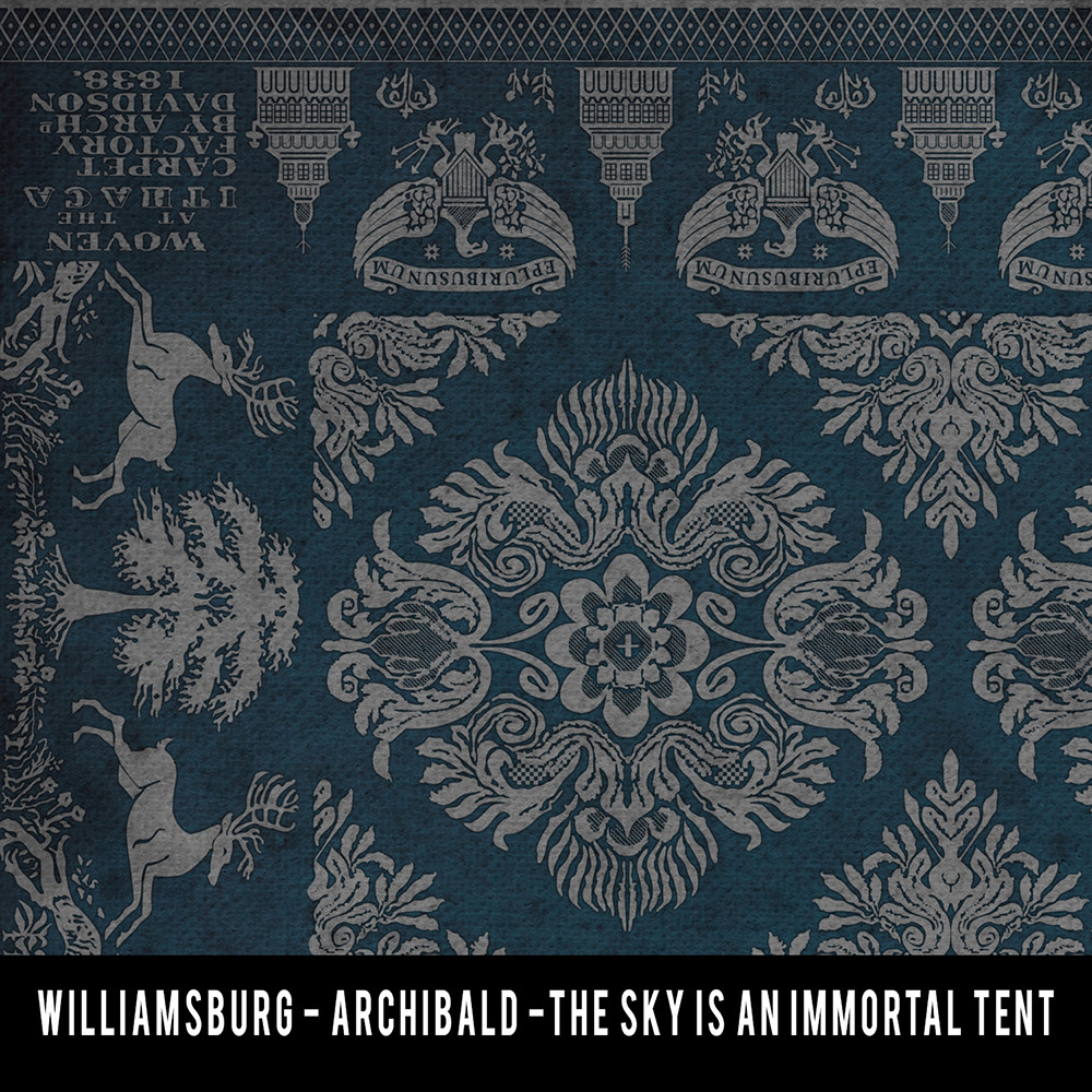 Williamsburg Archibald The Sky is an Immortal Tent - vinyl floor cloth sample swatch