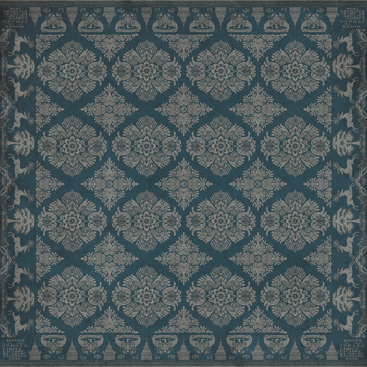 Williamsburg Archibald The Sky is an Immortal Tent - vinyl floor cloth sizes 60x60, 72x72
