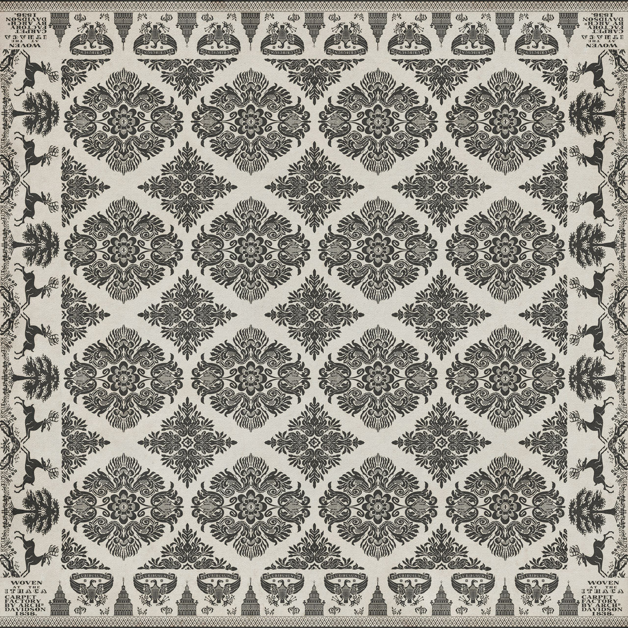 Williamsburg Archibald To Nobodaddy - vinyl floor cloth sizes 60x60, 72x72