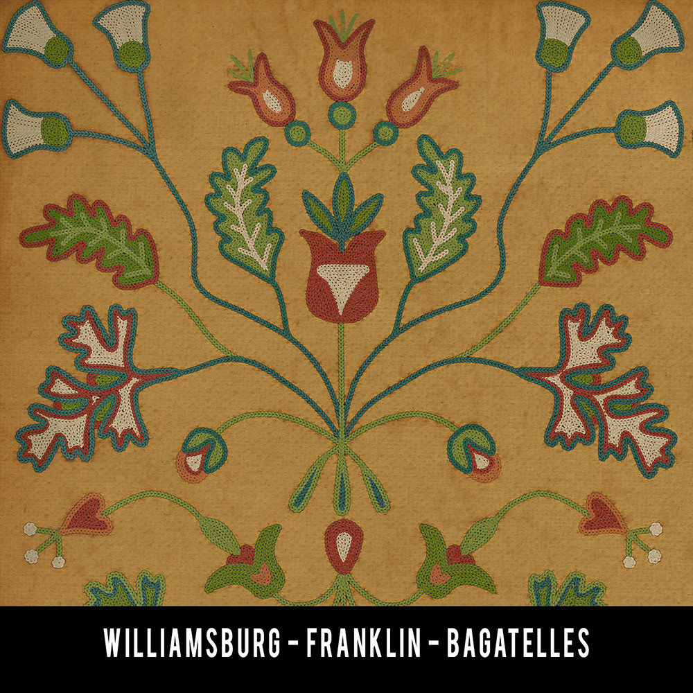 Williamsburg Franklin Bagatelles - vinyl floor cloth swatch sample