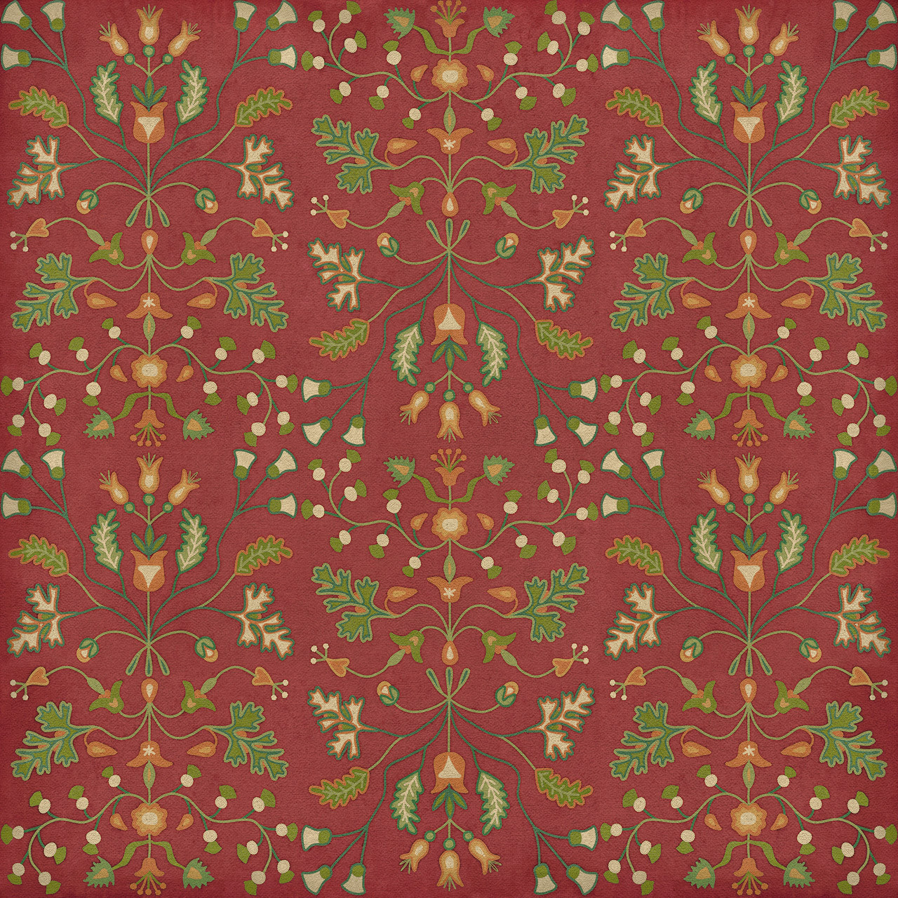 Williamsburg Franklin Busy Body - vinyl floor cloth sizes 36x36, 48x48