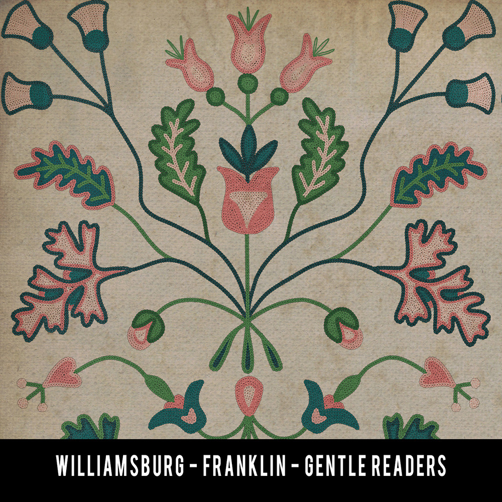 Williamsburg Franklin Gentle Readers - vinyl floor cloth swatch sample
