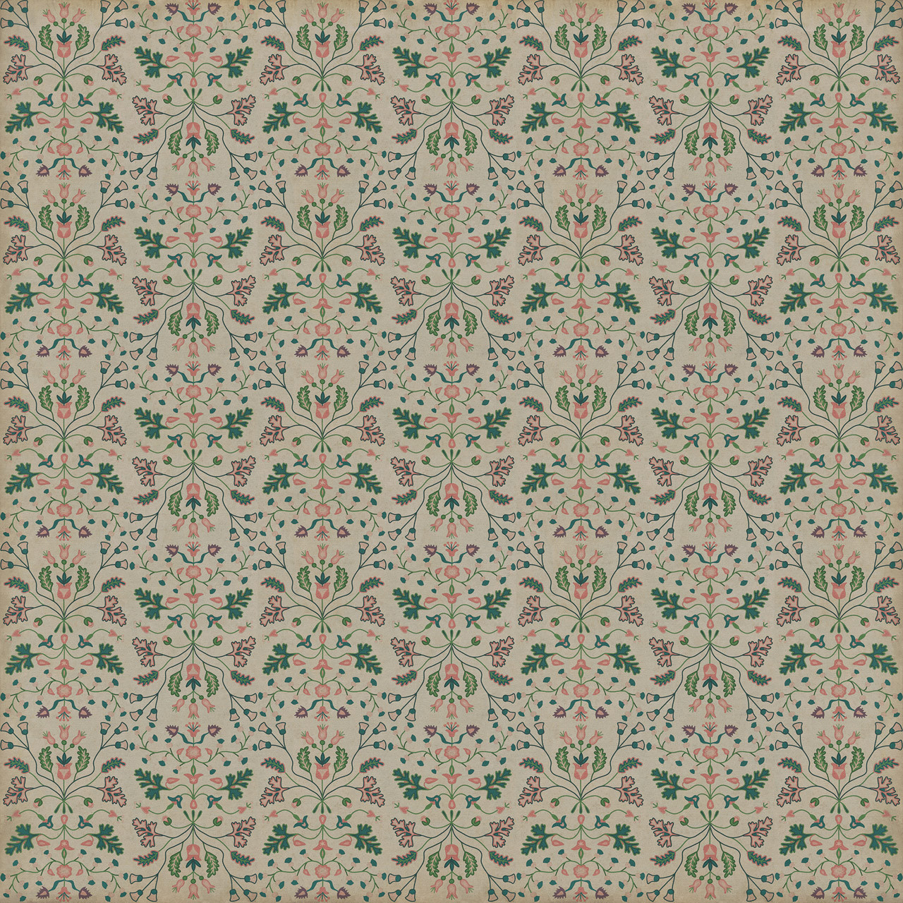 Williamsburg Franklin Gentle Readers - vinyl floor cloth sizes 96x96, 120x120