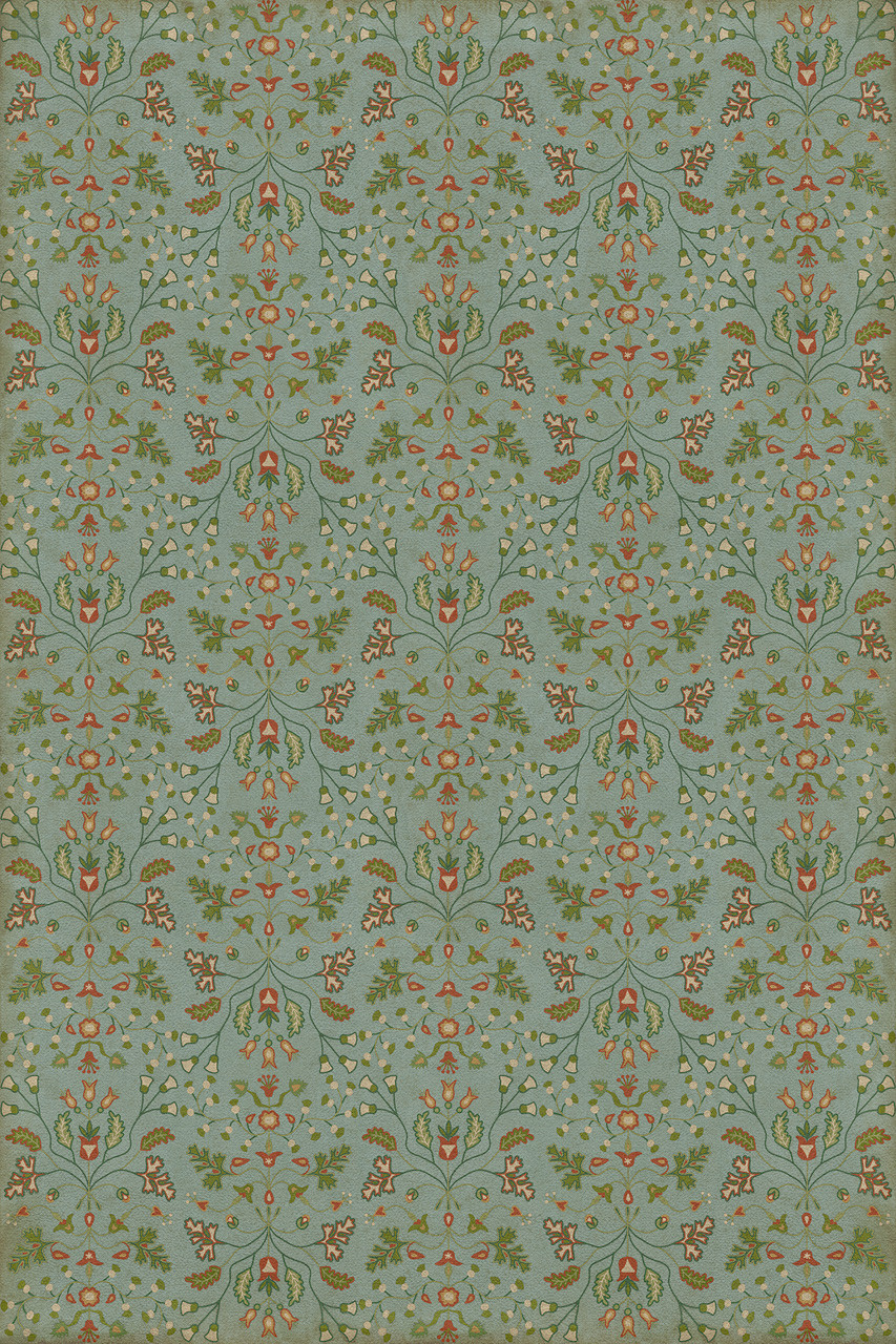 Williamsburg Franklin Polly Baker - vinyl floor cloth sizes 20x30, 24x36, 38x56, 52x76, 70x102