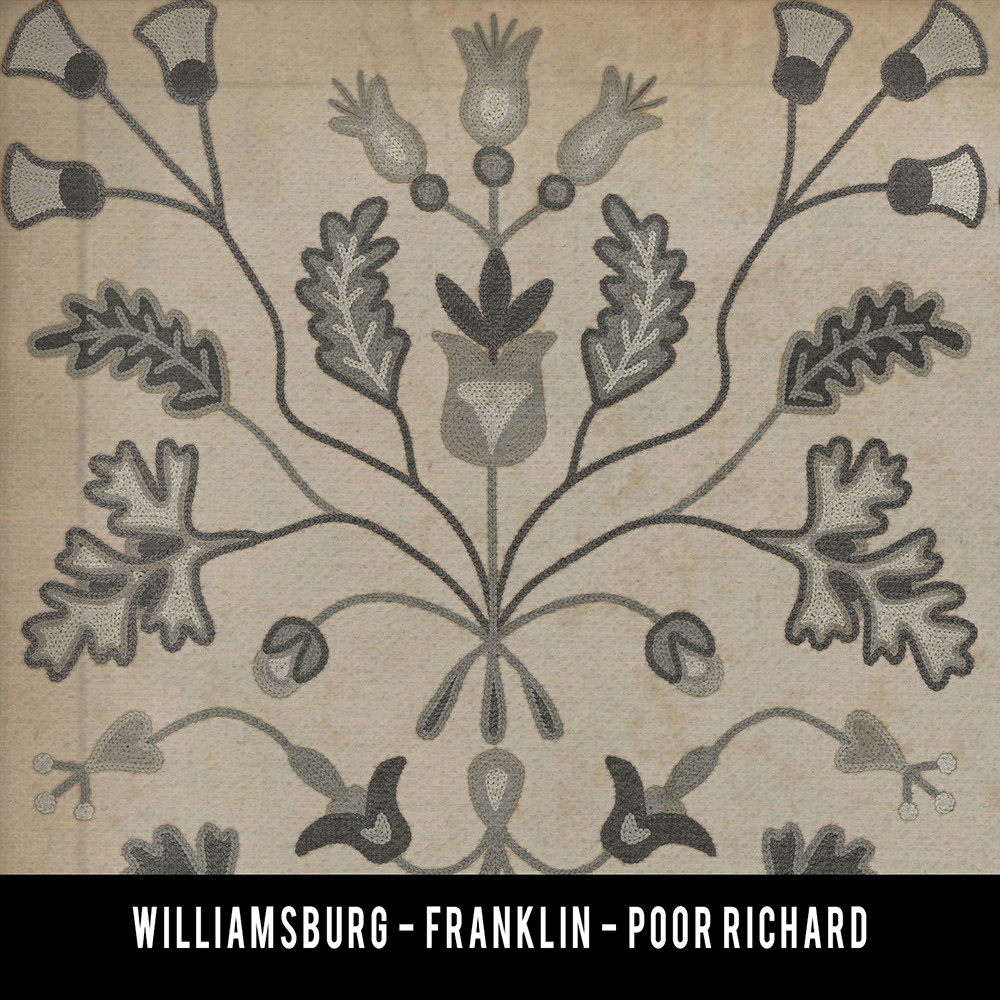 Williamsburg Franklin Poor Richard - vinyl floor cloth swatch sample