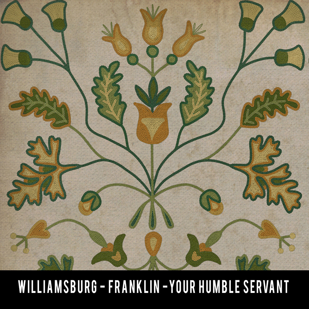 Williamsburg Franklin Your Humble Servant - vinyl floor cloth size swatch sample